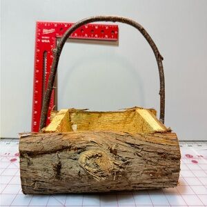 Natural Wooden planter with Handle